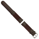 DeBeer 20mm Brown Army Style Nylon and Leather with Stainless Steel Buckle 7.75 inch Watch Band