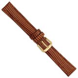 DeBeer 16mm Havana Brown Snake Grain Leather with Gold-tone Buckle 7.5 inch Watch Band