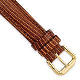 DeBeer 16mm Havana Brown Snake Grain Leather with Gold-tone Buckle 7.5 inch Watch Band