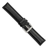 DeBeer 19mm Black Smooth Leather Chronograph with Silver-tone Buckle 7.5 inch Watch Band