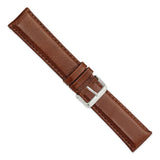 DeBeer 24mm Long Havana Smooth Leather Chronograph with Silver-tone Buckle 8.5 inch Watch Band