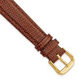 DeBeer 14mm Havana Lizard Grain Leather with Gold-tone Buckle 6.75 inch Watch Band