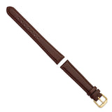 DeBeer 16mm Dark Brown Leather with Gold-tone Buckle 7.5 inch Watch Band