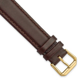 DeBeer 18mm Dark Brown Leather with Gold-tone Buckle 7.5 inch Watch Band