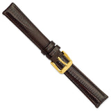 DeBeer 16mm Brown Teju Liz Grain Leather with Gold-tone Buckle 7.5 inch Watch Band