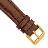 DeBeer 19mm Havana Matte Alligator Grain Leather with Gold-tone Buckle 7.5 inch Watch Band