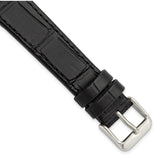 Gilden Black 18mm Matte Gator Grain Calfskin Leather with Stainless Steel Buckle 7.75 inch Watch Band