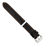 Gilden 26mm Black Thick and Heavy Sport Calfskin Leather with Brown Stitching and Stainless Steel Buckle 8.1 inch Watch Band