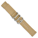 DeBeer 20mm Two-Piece Beige Ballistic Nylon with Brushed Stainless Steel Buckle and Quick Release Spring Bars 8.5 inch Watch Band