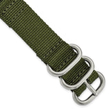 DeBeer 18mm Two-Piece Olive Ballistic Nylon with Brushed Stainless Steel Buckle and Quick Release Spring Bars 8.5 inch Watch Band