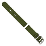 DeBeer 20mm Two-Piece Olive Ballistic Nylon with Brushed Stainless Steel Buckle and Quick Release Spring Bars 8.5 inch Watch Band