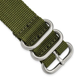 DeBeer 22mm Two-Piece Olive Ballistic Nylon with Brushed Stainless Steel Buckle and Quick Release Spring Bars 8.5 inch Watch Band