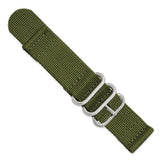 DeBeer 24mm Two-Piece Olive Ballistic Nylon with Brushed Stainless Steel Buckle and Quick Release Spring Bars 8.5 inch Watch Band