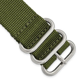DeBeer 24mm Two-Piece Olive Ballistic Nylon with Brushed Stainless Steel Buckle and Quick Release Spring Bars 8.5 inch Watch Band