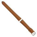 Gilden 16mm Light Brown Padded No-Stitch Calfskin Leather with Stainless Steel Buckle 7.5 inch Watch Band