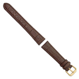 DeBeer 19mm Brown Matte Wild Alligator Grain Leather with Gold-tone Buckle 7.5 inch Watch Band
