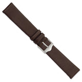 DeBeer 18mm Brown Smooth Flat Leather with Silver-tone Buckle 7.5 inch Watch Band