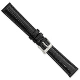 DeBeer 14mm Black Genuine Lizard Leather with Silver-tone Buckle 6.75 inch Watch Band
