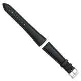 DeBeer 20mm Black Genuine Lizard Leather with Silver-tone Buckle 7.5 inch Watch Band