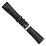 DeBeer 20mm Black Genuine Lizard Leather with Silver-tone Buckle 7.5 inch Watch Band