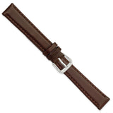 DeBeer 14mm Dark Brown Leather with Silver-tone Buckle 6.75 inch Watch Band