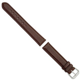 DeBeer 17mm Dark Brown Leather with Silver-tone Buckle 7.5 inch Watch Band
