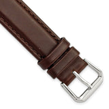 DeBeer 17mm Dark Brown Leather with Silver-tone Buckle 7.5 inch Watch Band