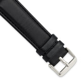 DeBeer 22mm Black Glove Leather with Silver-tone Panerai Style Buckle 7.75 inch Watch Band