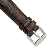 DeBeer 19mm Brown Teju Liz Grain Leather with Silver-tone Buckle 7.5 inch Watch Band