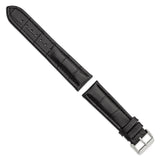 DeBeer 22mm Black Matte Alligator Grain Leather with Silver-tone Buckle 7.5 inch Watch Band