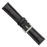DeBeer 22mm Black Matte Alligator Grain Leather with Silver-tone Buckle 7.5 inch Watch Band