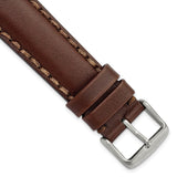 DeBeer 20mm Dark Brown Hand Stitched Oil Leather with Brushed Stainless Steel Buckle Watch 7.5 inch Band