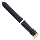 DeBeer 24mm Navy Sport Leather with White Stitching and Gold-tone Buckle 7.5 inch Watch Band