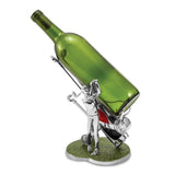 Luxury Giftware by Jere Polished Silver-tone Enameled Golfer and Golf Bag Bottle Holder