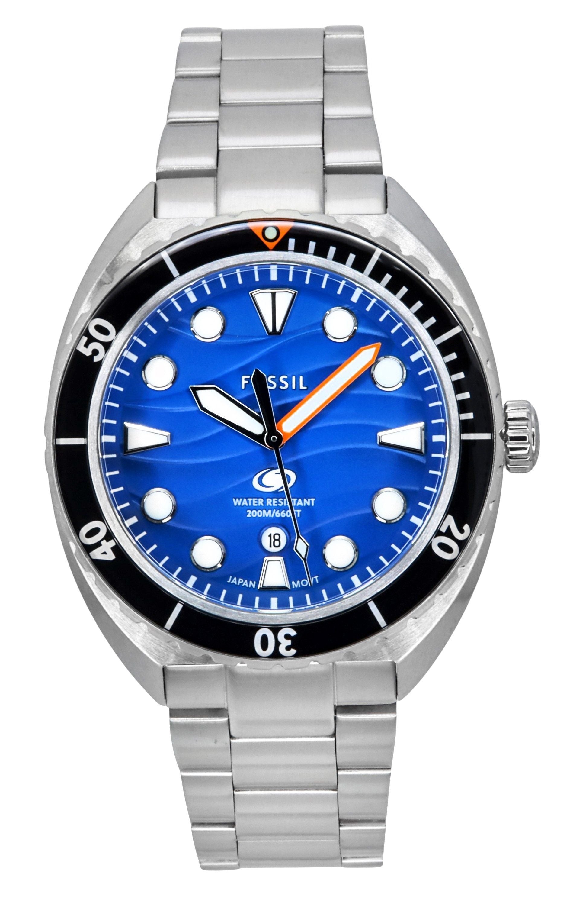 Fossil Breaker Stainless Steel Blue Dial Quartz Diver's FS6064