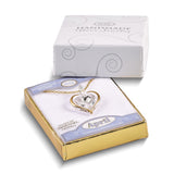 Glass Baron 22K Accent Gilding Gold-trim Glass with Clear April Birthstone Crystal Heart 18 inch Gold-tone Necklace