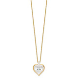 Glass Baron 22K Accent Gilding Gold-trim Glass with Clear April Birthstone Crystal Heart 18 inch Gold-tone Necklace