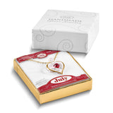 Glass Baron 22K Accent Gilding Gold-trim Glass with Red July Birthstone Crystal Heart 18 inch Gold-tone Necklace