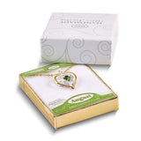 Glass Baron 22K Accent Gilding Gold-trim Glass with Green August Birthstone Crystal Heart 18 inch Gold-tone Necklace