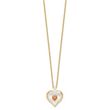 Glass Baron 22K Accent Gilding Gold-trim Glass with Golden Brown November Birthstone Crystal Heart 18 inch Gold-tone Necklace