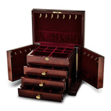 Luxury Giftware by Jere Matte Cherry Finish Poplar Veneer 3-drawer w/Swing-out Sides Locking Wooden Jewelry Chest