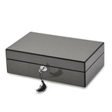 Luxury Giftware by Jere High Gloss Black Carbon Fiber Finish Locking Wooden 10-Watch Case