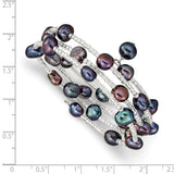 7-8mm Black Baroque Freshwater Cultured Pearl and Glass Beaded Wrap Bracelet