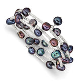 7-8mm Black Baroque Freshwater Cultured Pearl and Glass Beaded Wrap Bracelet