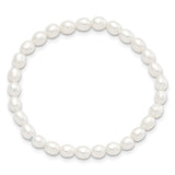 Childrens 4-5mm White Rice Freshwater Cultured Pearl 40mm Stretch Bracelet