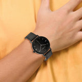 Chisel Matte Black IP-plated Black Dial Black Leather Band with Quick Release Watch