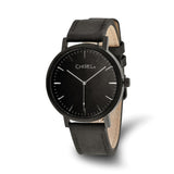Chisel Matte Black IP-plated Black Dial Black Leather Band with Quick Release Watch