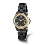 Charles-Hubert Black Ceramic Yellow IP-plated Crystal Bezel Black Dial with Date Watch
