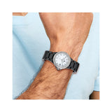 Charles-Hubert Black Ceramic 38mm Stainless Steel Crystal Bezel Mother of Pearl Dial with Date Watch