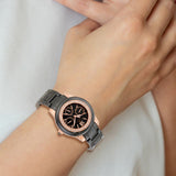 Charles-Hubert Black Ceramic 40mm Stainless Steel Rose IP-plated Crystal Bezel Multifunction Black Dial with Day and Date Watch